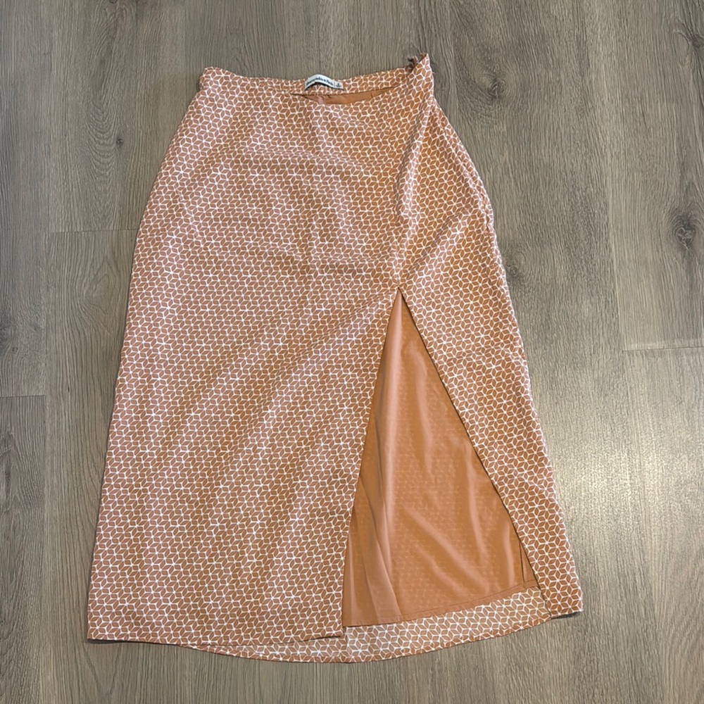 Abercrombie & Fitch Orange Midi Wrap Skirt with Slit for Casual Wear